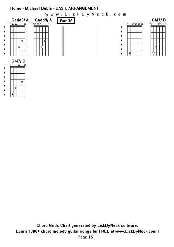 Chord Grids Chart of chord melody fingerstyle guitar song-Home - Michael Buble - BASIC ARRANGEMENT,generated by LickByNeck software.